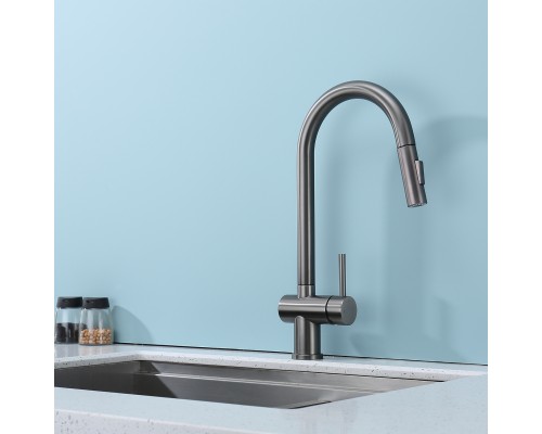 Смеситель для кухни с выдвижным изливом Splenka S204.49.09, графит