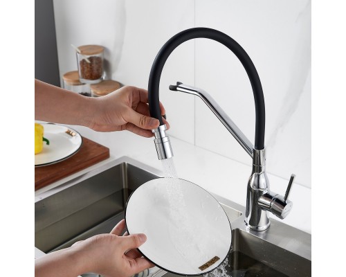 Смеситель для кухни с гибким изливом Shevanik S343-3, хром