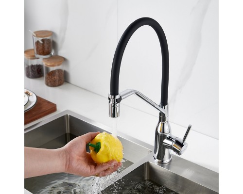 Смеситель для кухни с гибким изливом Shevanik S343-3, хром