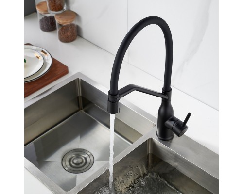 Смеситель для кухни с гибким изливом Shevanik S343H-3, черный