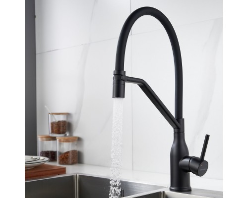 Смеситель для кухни с гибким изливом Shevanik S343H-3, черный
