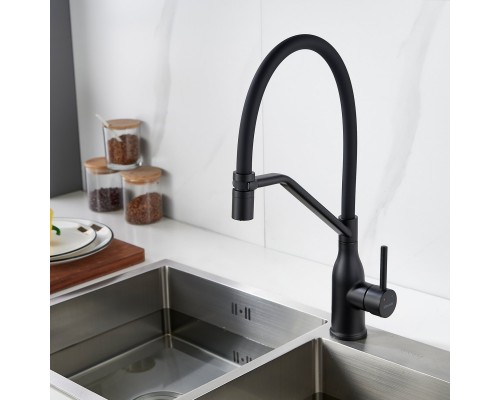 Смеситель для кухни с гибким изливом Shevanik S343H-3, черный