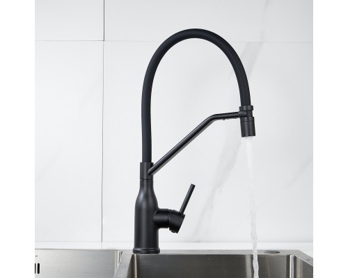 Смеситель для кухни с гибким изливом Shevanik S343H-3, черный