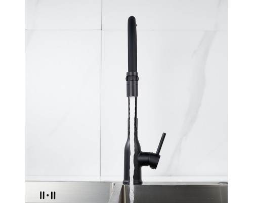 Смеситель для кухни с гибким изливом Shevanik S343H-3, черный