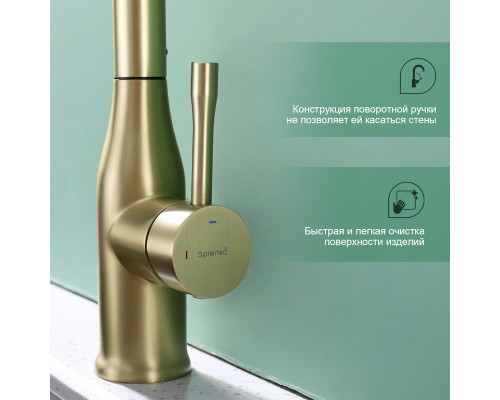 Смеситель для кухни с мультифункциональным изливом Splenka S206.49.03, золотой сатин