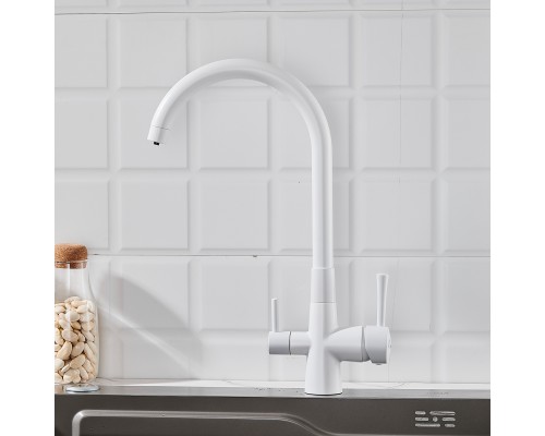 Смеситель для кухни с подключением фильтра Shevanik S428C, белый