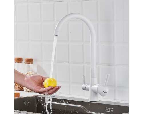 Смеситель для кухни с подключением фильтра Shevanik S428C, белый