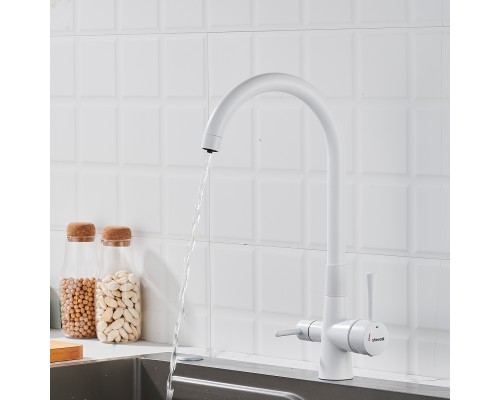 Смеситель для кухни с подключением фильтра Shevanik S428C, белый
