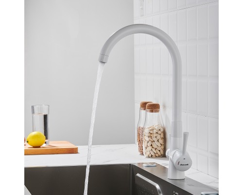 Смеситель для кухни с подключением фильтра Shevanik S428C, белый