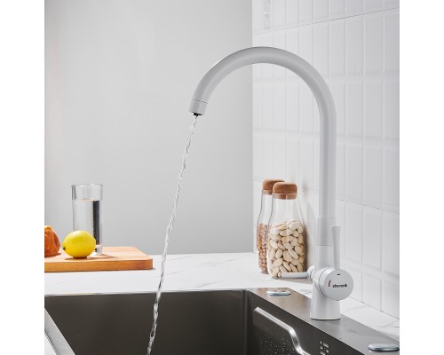 Смеситель для кухни с подключением фильтра Shevanik S428C, белый