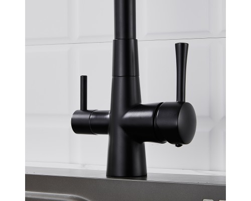 Смеситель для кухни с подключением фильтра Shevanik S428H, черный