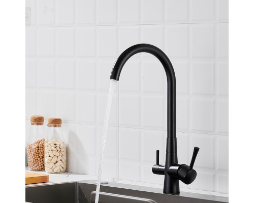 Смеситель для кухни с подключением фильтра Shevanik S428H, черный