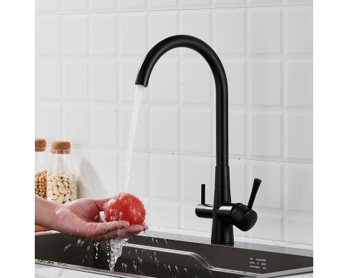 Смеситель для кухни с подключением фильтра Shevanik S428H, черный