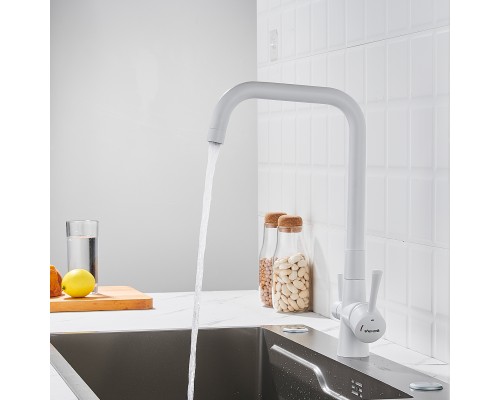 Смеситель для кухни с подключением фильтра Shevanik S528C, белый