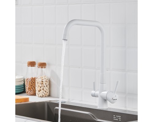 Смеситель для кухни с подключением фильтра Shevanik S528C, белый