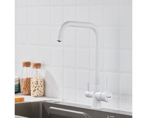 Смеситель для кухни с подключением фильтра Shevanik S528C, белый