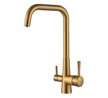 Смеситель для кухни с подключением фильтра Shevanik S528G, золотой сатин