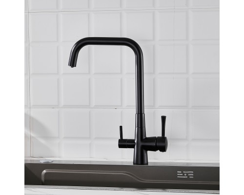 Смеситель для кухни с подключением фильтра Shevanik S528H, черный