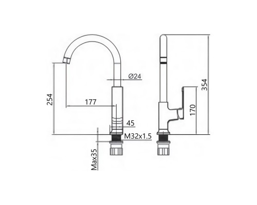 Смеситель для кухни Maretti Турин-ГР TR31RZZ323, графит