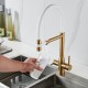 Смеситель для кухни с гибким изливом и подключением фильтра Shevanik S378G, золотой сатин/белый