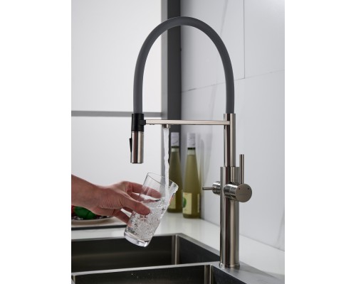 Смеситель для кухни с гибким изливом и подключением фильтра Shevanik S478L, сатин