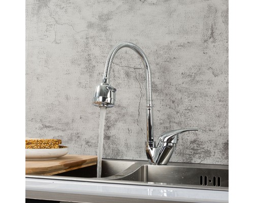 Смеситель для кухни с гибким изливом и режимом душ FRAP F4302-B, хром