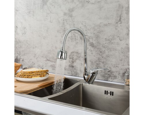 Смеситель для кухни с гибким изливом и режимом душ FRAP F4302-B, хром