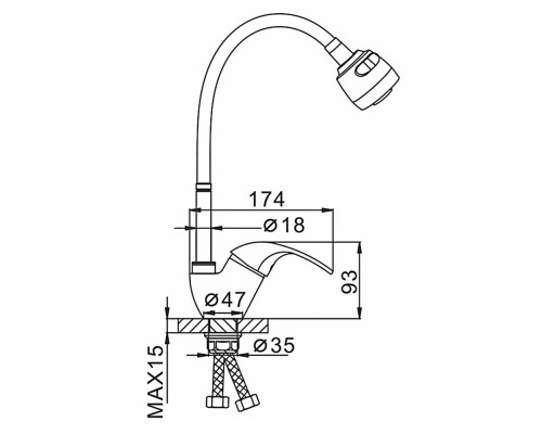 Смеситель для кухни с гибким изливом и режимом душ FRAP F4303, хром