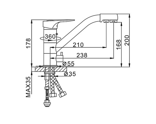 Смеситель для кухни с подключением фильтра FRAP F4304, хром