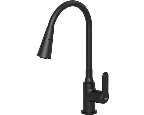 Смеситель для кухни с гибким изливом и режимом душ FRAP F4417-6, черный