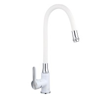 Смеситель для кухни с гибким изливом FRAP F4041, белый