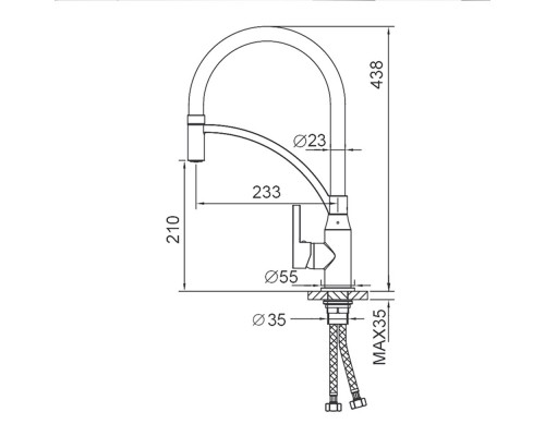 Смеситель для кухни с гибким изливом FRAP F4552, хром