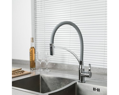 Смеситель для кухни с гибким изливом FRAP F4552, хром