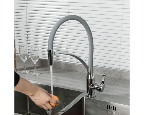 Смеситель для кухни с гибким изливом FRAP F4552, хром