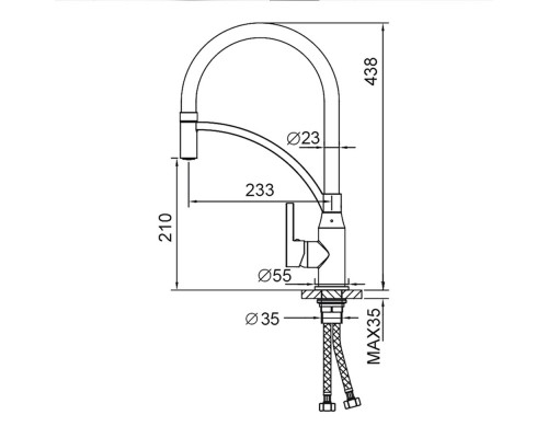Смеситель для кухни с гибким изливом FRAP F4552-6, черный