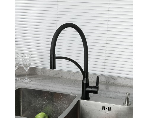 Смеситель для кухни с гибким изливом FRAP F4552-6, черный