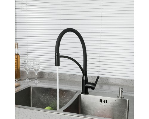 Смеситель для кухни с гибким изливом FRAP F4552-6, черный