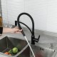 Смеситель для кухни с гибким изливом FRAP F4552-6, черный