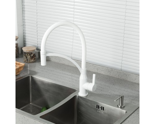 Смеситель для кухни с гибким изливом FRAP F4552-8, белый