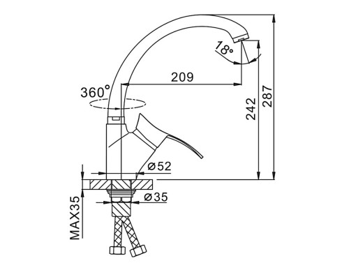 Смеситель для кухни FRAP F4101-11, черный