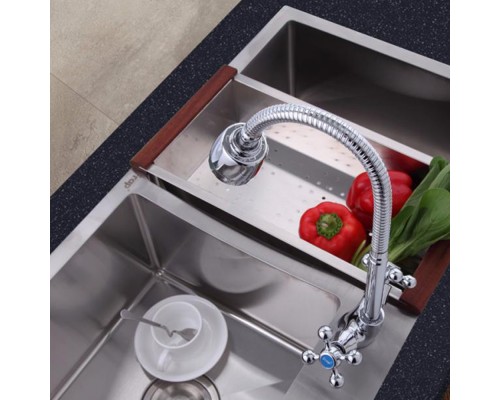 Смеситель для кухни с гибким изливом и режимом душ FRAP F4319, хром