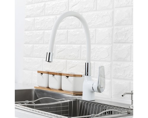 Смеситель для кухни с гибким изливом FRAP F4453-03, белый