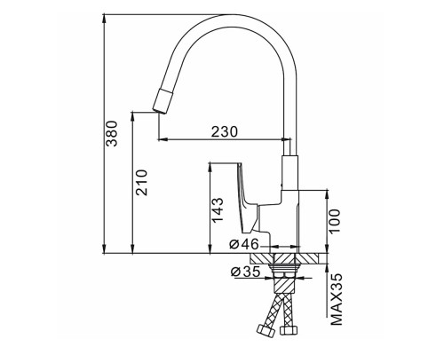 Смеситель для кухни с гибким изливом FRAP F4453-04, черный