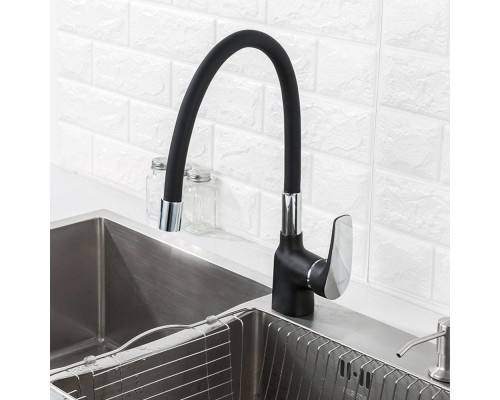 Смеситель для кухни с гибким изливом FRAP F4453-04, черный
