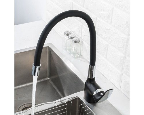 Смеситель для кухни с гибким изливом FRAP F4453-04, черный