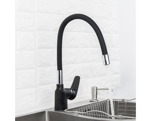 Смеситель для кухни с гибким изливом FRAP F4453-04, черный