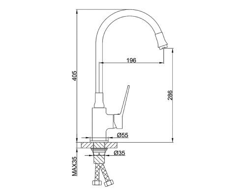 Смеситель для кухни с гибким изливом FRAP F4462, черный