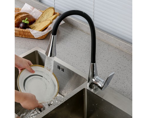 Смеситель для кухни с гибким изливом и режимом душ FRAP F4471, хром