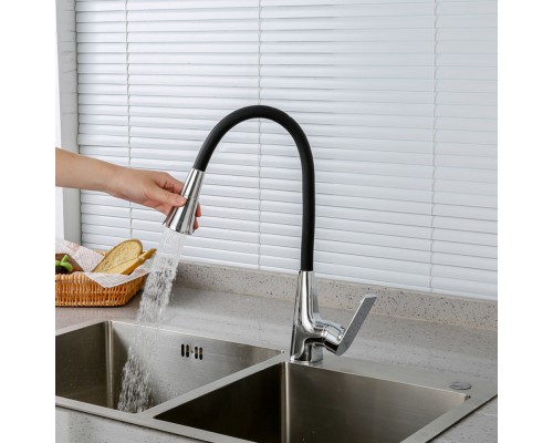 Смеситель для кухни с гибким изливом и режимом душ FRAP F4471, хром