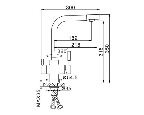 Смеситель для кухни с подключением фильтра FRAP F4352-7, черный